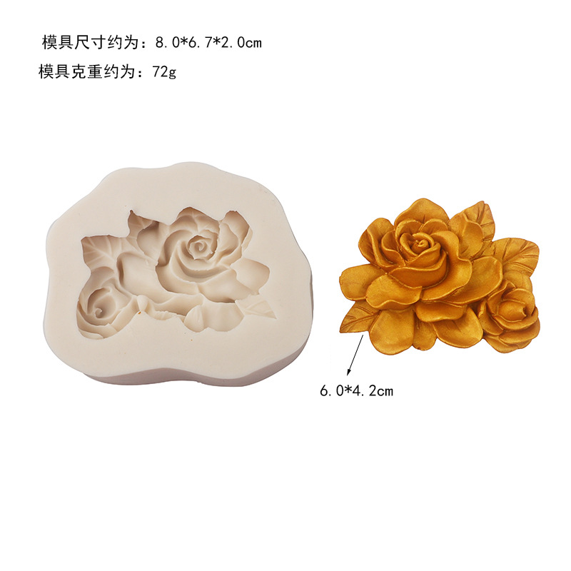 Creativo tridimensional Rosa peonía flor aromaterapia molde de yeso girasol loto chocolate fondant molde de la torta