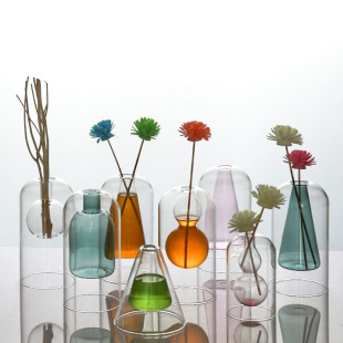 Aromatherapy Bottle Glass Empty Bottle Transparent Flameless Accessory Home Decoration Ornament Rattan Dried Flower Fragrance Ins-Style Home Decor