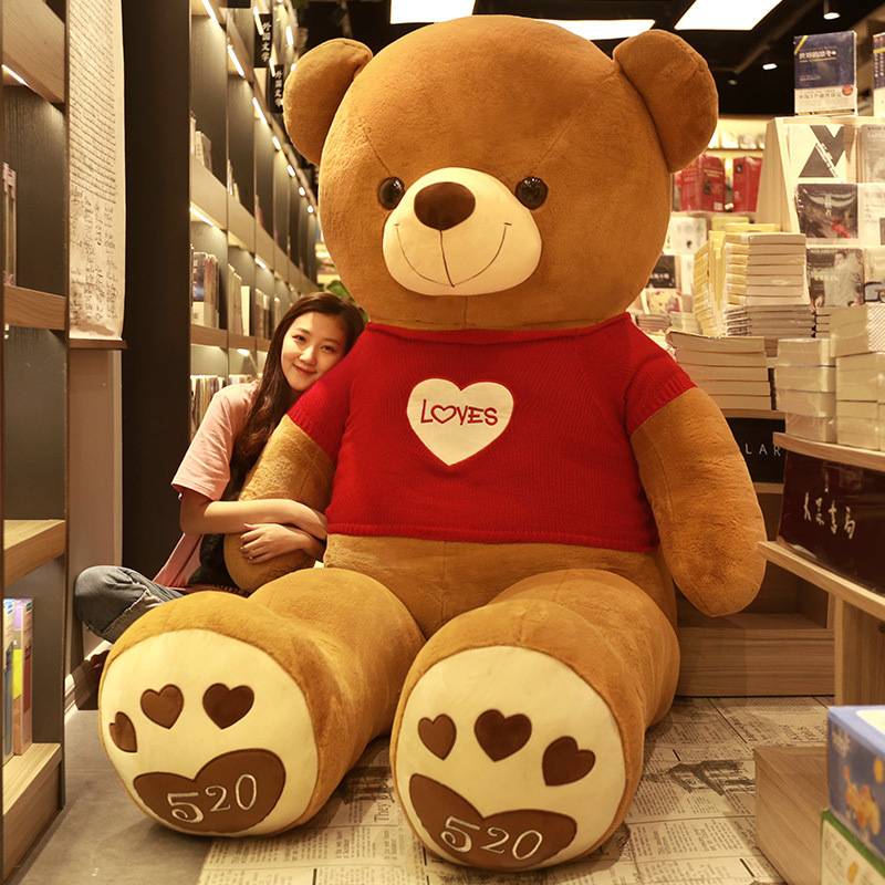 Extra-Large Teddy Bear Plush Toy Doll with Clothes, Big Bear Doll, Huggable Bear, Valentine's Day Gift