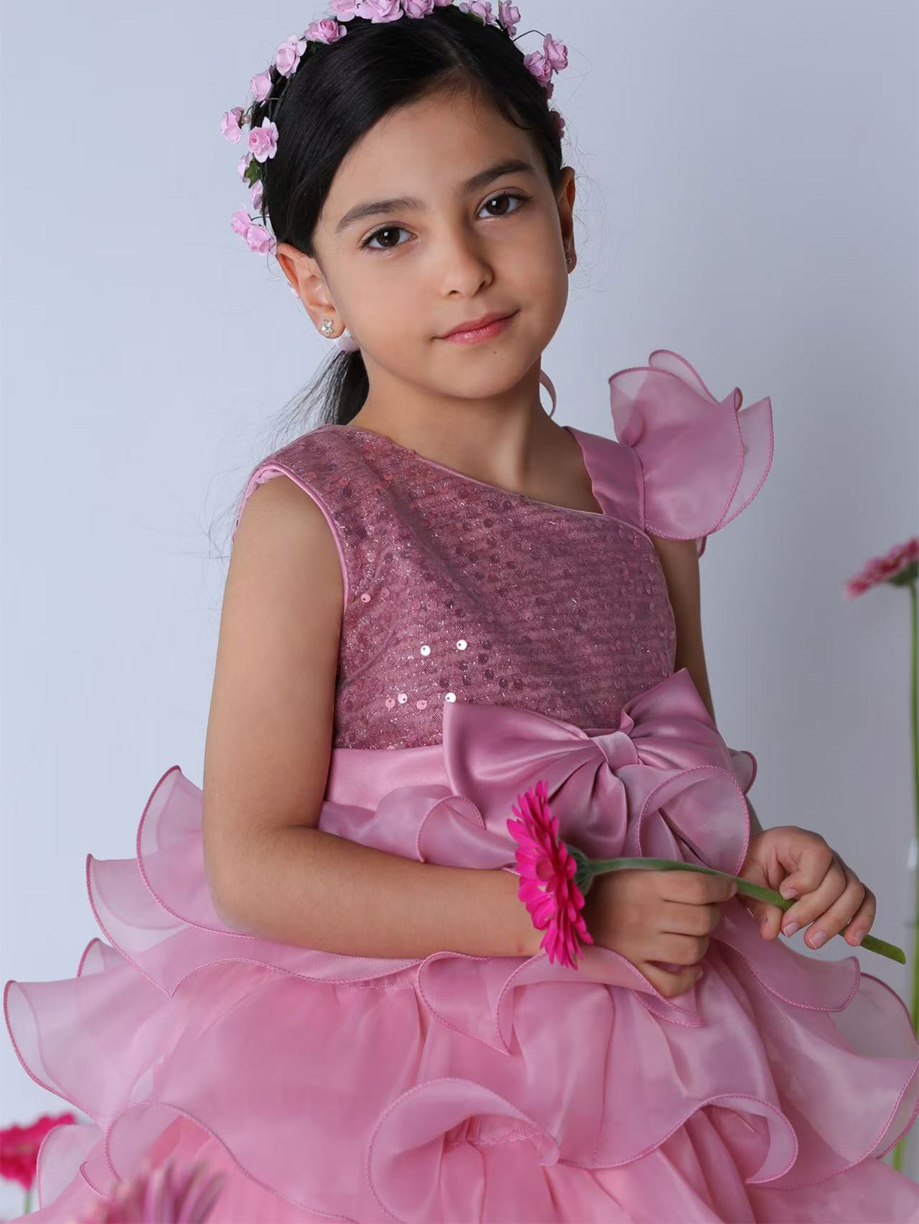 Niños pequeños y medianos nuevos vestidos de aniversario de bebés europeos y estadounidenses, vestido de princesa, pastel, vestido de fiesta de cumpleaños de estilo occidental