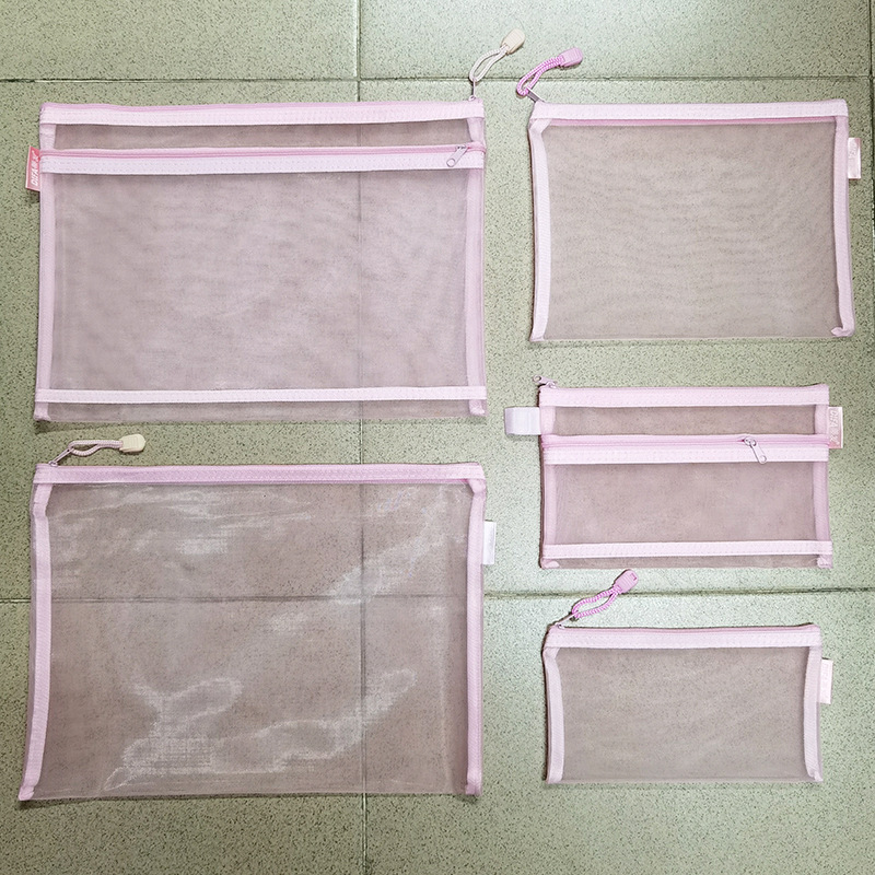 A4 bolsa de archivo engrosada bolsa de cremallera bolsa de malla de nylon bolsa de malla translúcida prueba de material de papel bolsa de almacenamiento A6 pequeña caja de lápices