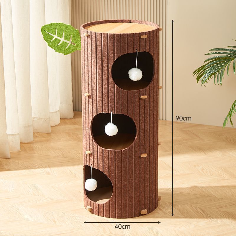 3겹 펠트 나무 구멍 고양이 둥지(버건디)