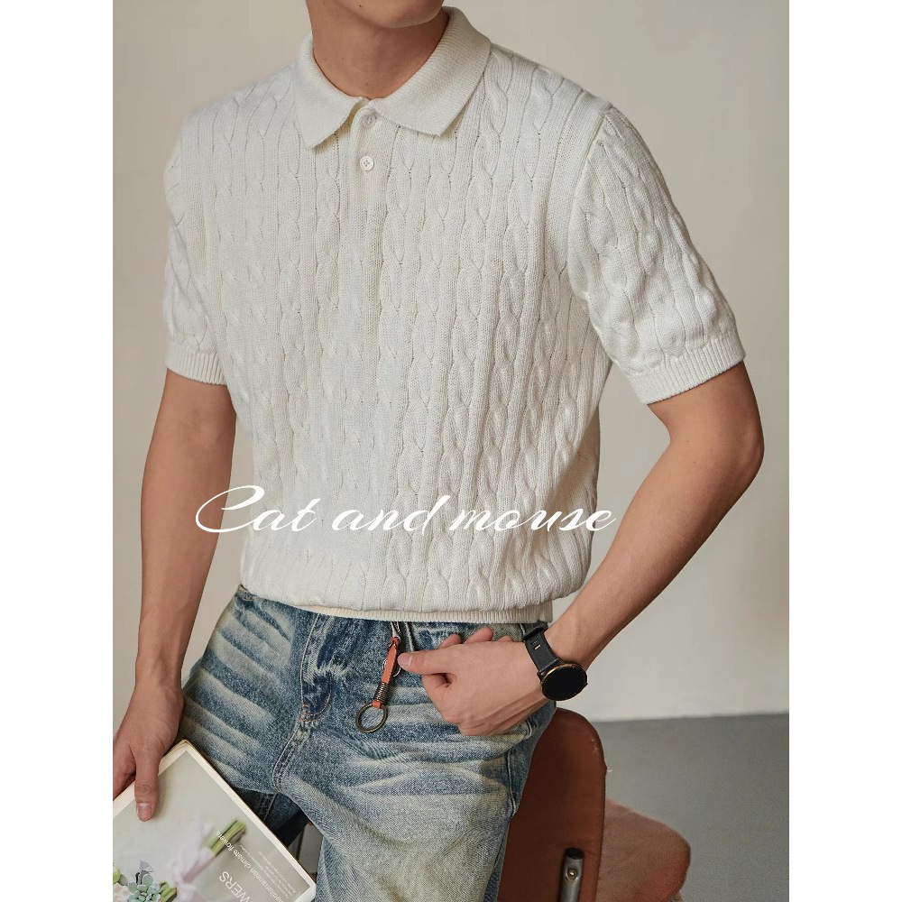 Camisa POLO con cuello vuelto, jersey de manga corta para hombre, corte ajustado, moda de verano, comercio exterior, venta al por mayor transfronteriza, camiseta de verano para hombre.