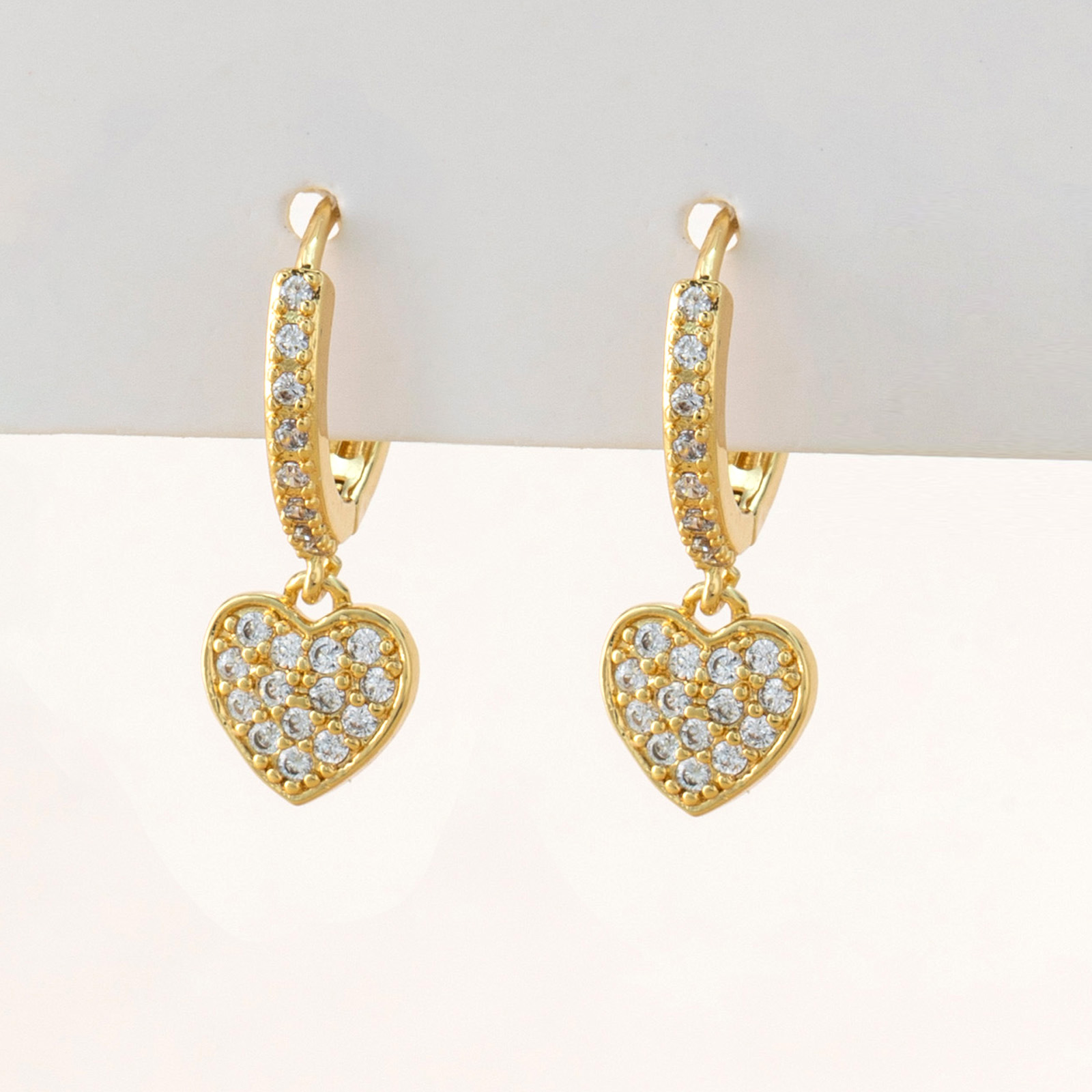 1 Paire Mode Géométrique Placage Le Cuivre Zircon Boucles D'oreilles display picture 1