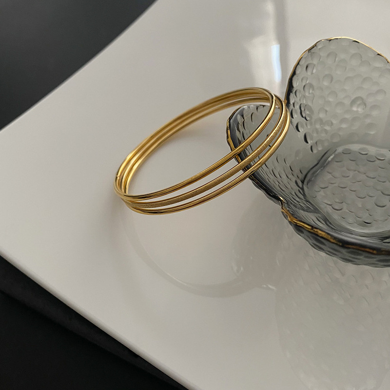 Sansheng III Bracelet Three-ring Set Bracelet Thin Ring Multi-ring TikTok Same as Internet Popular Niche Titanium Steel Color-free Bracelet for Women Sansheng III Bracelet Three-ring Set Bracelet Thin Ring Multi-ring TikTok Same as Internet Popular Niche Titanium Steel Color-free Bracelet for Women