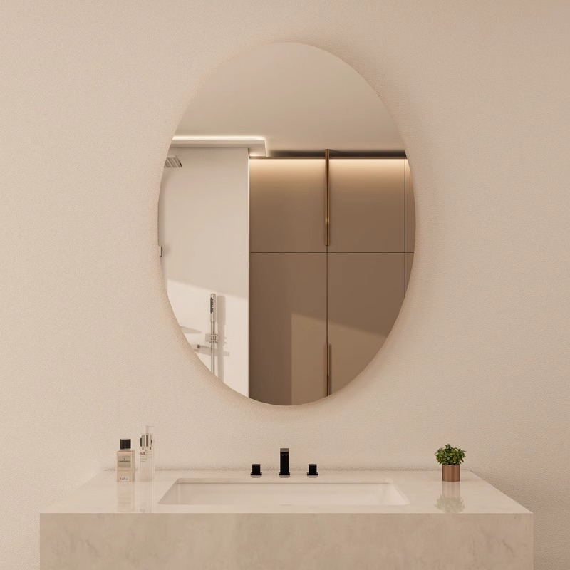 Espejo inteligente oval LED lámpara de baño espejo de baño anti-nebble lámpara de maquillaje espejo luminoso pared colgante espejo de inducción
