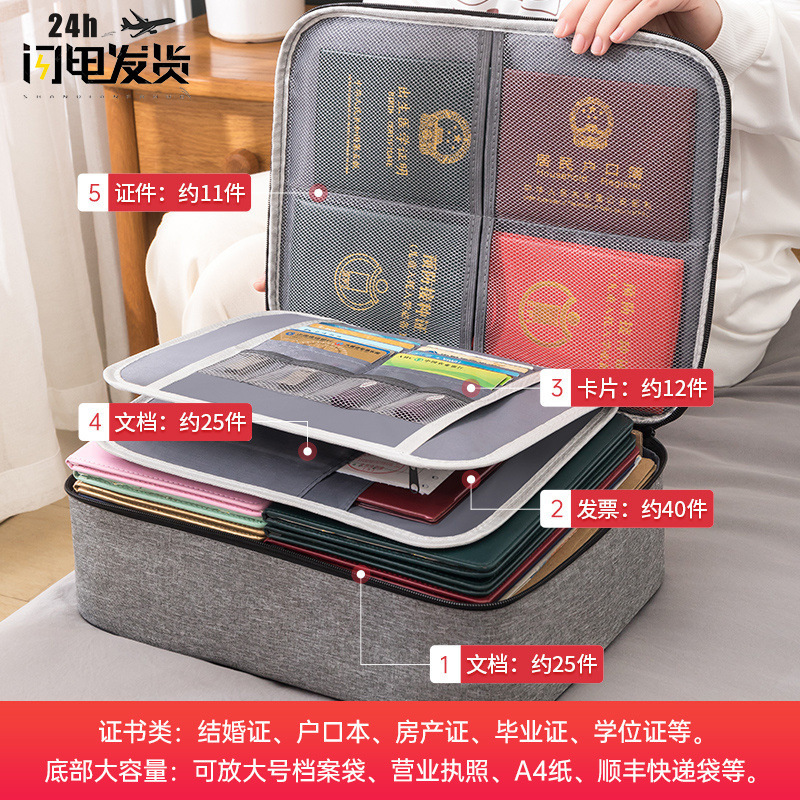 定制证件收纳包大容量家用证书护照卡包防水文件夹档案整理收纳袋
