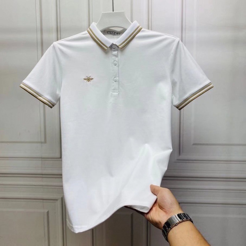 Estación europea marca de moda abeja camisa de manga corta 2022 verano hombres de fondo solapa superior camisa casual camiseta