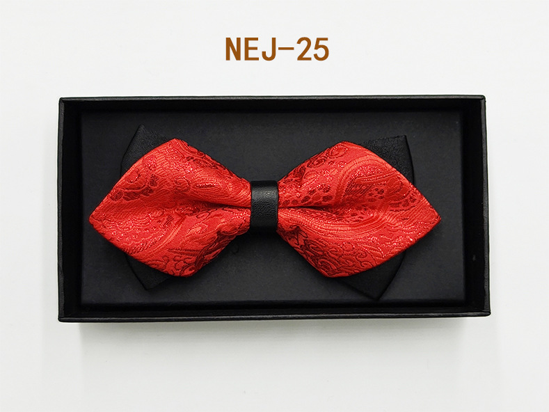 Pajarita negra de color sólido para hombre Boda británica Boda novio padrino traje camisa arco caja de regalo embalaje