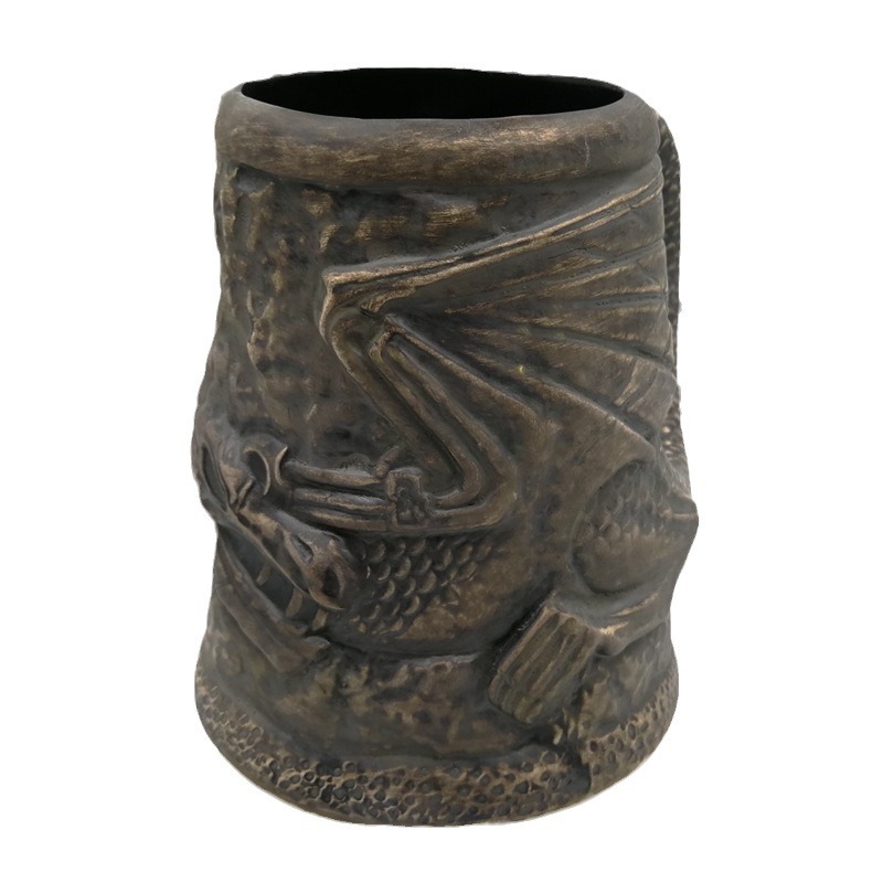 Taza tiki en forma de dragón de celebridades de Internet cuidadosamente seleccionada, taza de cerámica personalizada creativa, taza de cóctel de bar, vino 3D con linterna bonita