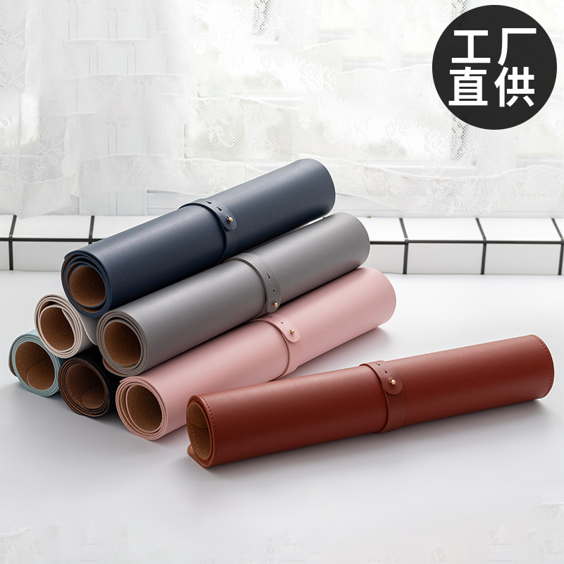 Alfombrilla de ratón de cuero de corcho, teclado de computadora de gran tamaño, alfombrilla de escritorio de oficina, patrón fijo, tapete de escritura para escritorio de estudiante LOGO