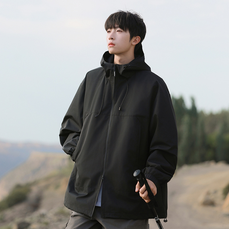 남성 후드 바람막이 재킷 봄가을 오버핏 방수 방풍 커플 캐주얼 집업 점퍼