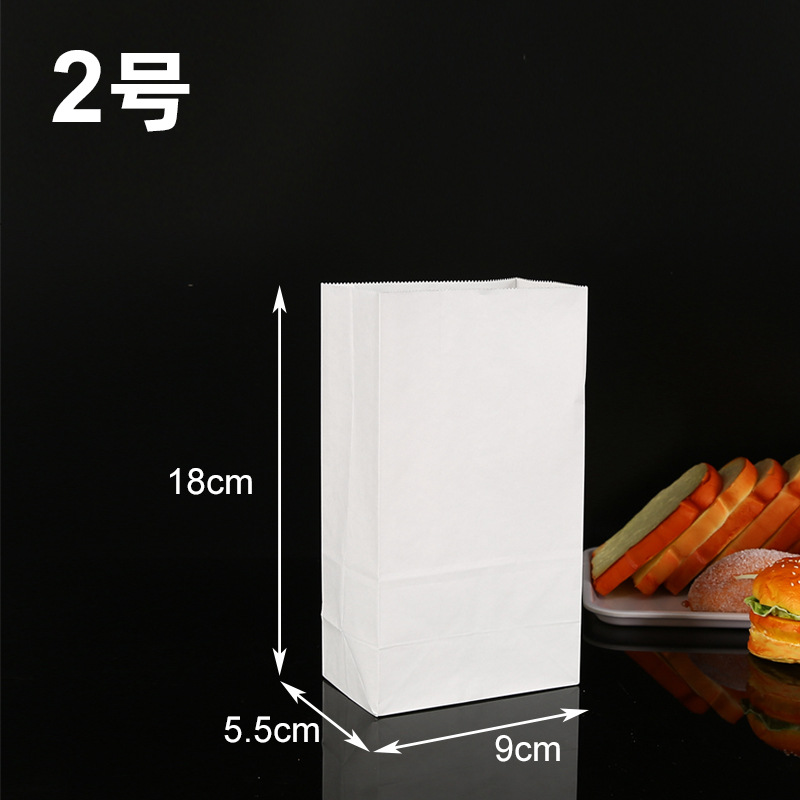 Bolsa de papel a prueba de aceite desechable pan envasado de alimentos bolsa de papel para hornear Almacenamiento de embalaje bolsa de papel kraft blanco personalización