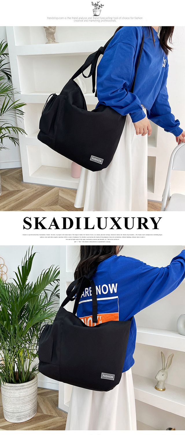 Spring and summer women's bags, ins-style, niche design sense canvas bags, drawstring single-shoulder bags, crossbody bags, college student class bags undefined