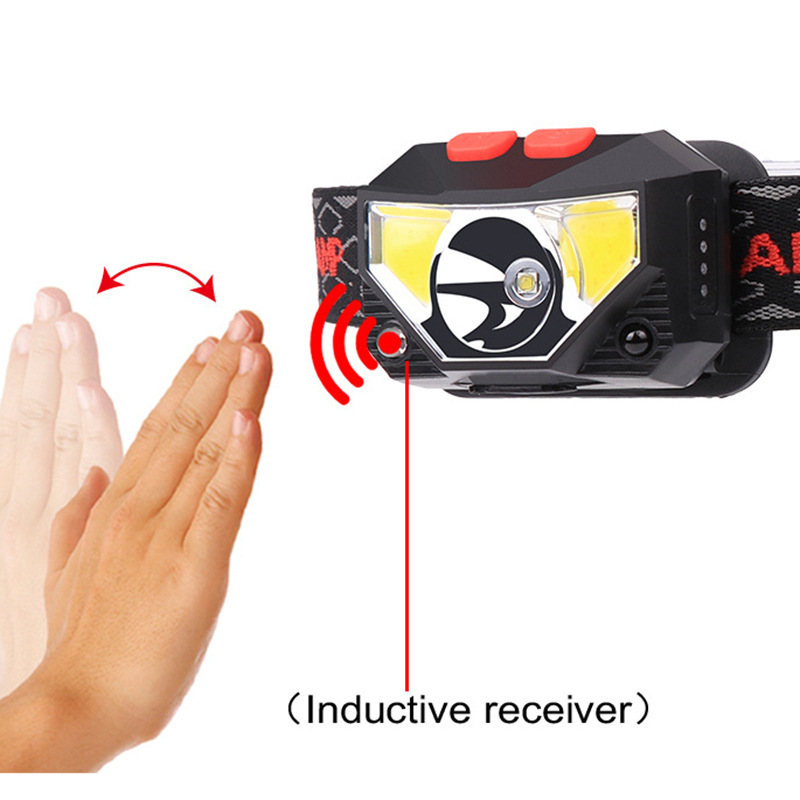 Transfronterizo nuevo faro de inducción LED fuerte luz recargable montado en la cabeza noche corriendo pesca mini COB pequeño faro al por mayor