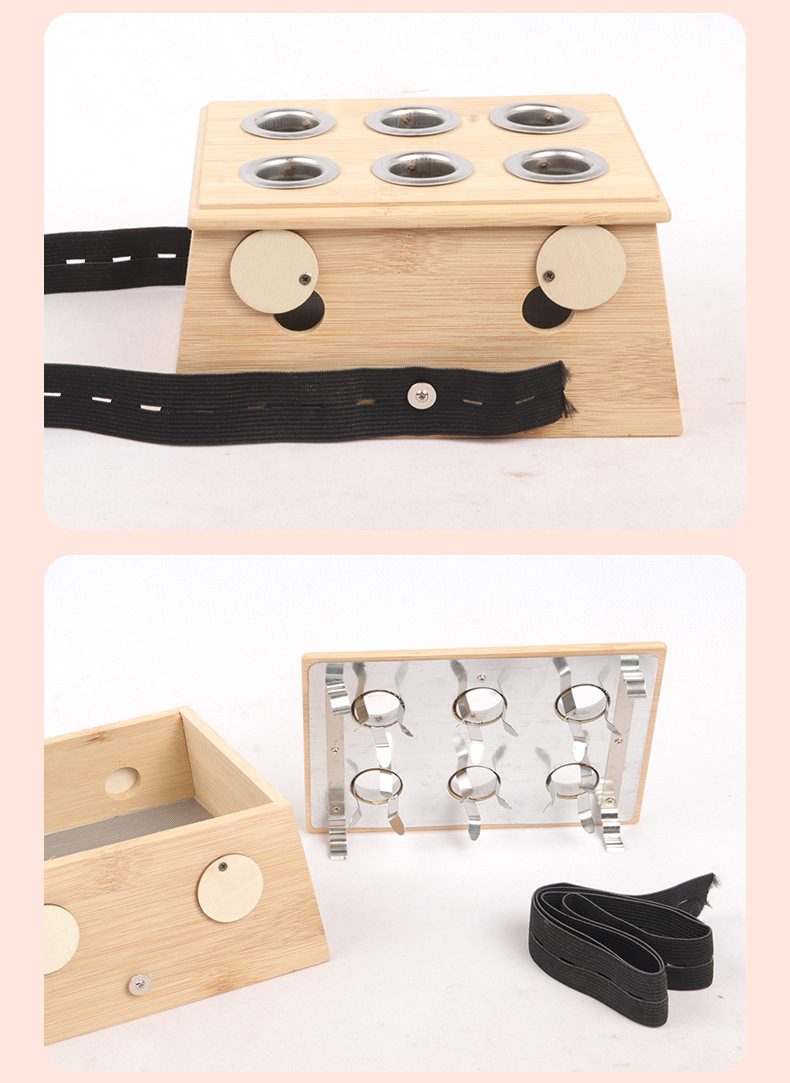 Bamboo Moxibustion Box 6-Hole Warming Device Portable Moxa Burner for Home Spa Wellness Use in use