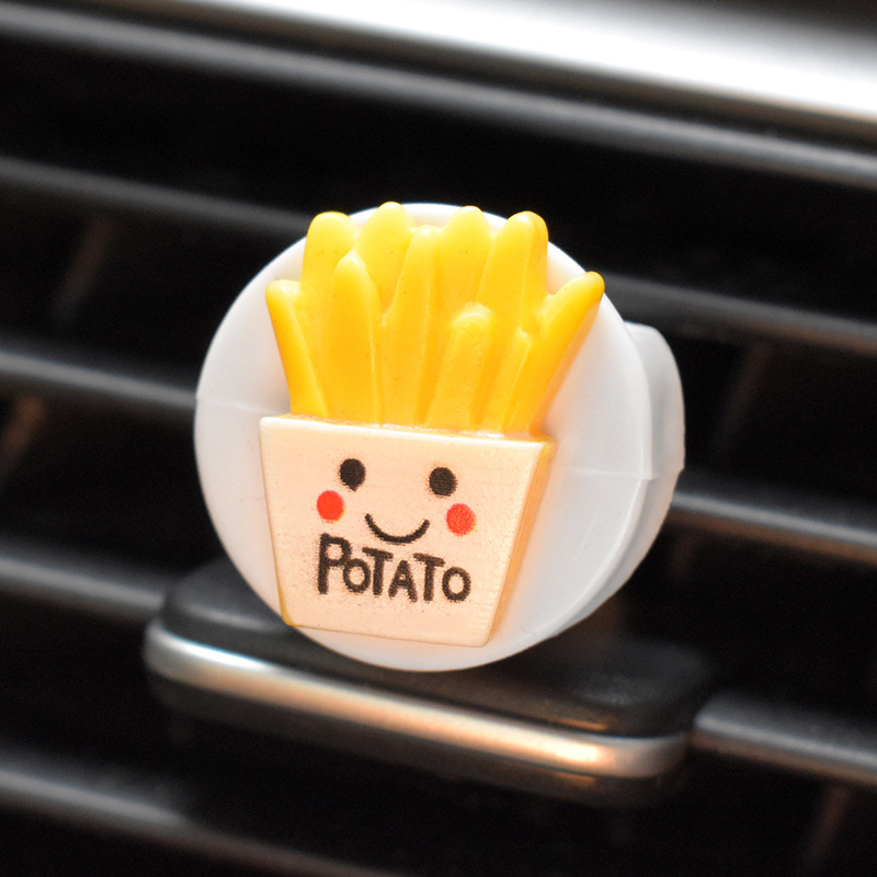Aromaterapia para automóvil, aire acondicionado para automóvil, salida de aire, perfume, papas fritas, pan, celebridades de Internet, decoraciones creativas para automóviles
