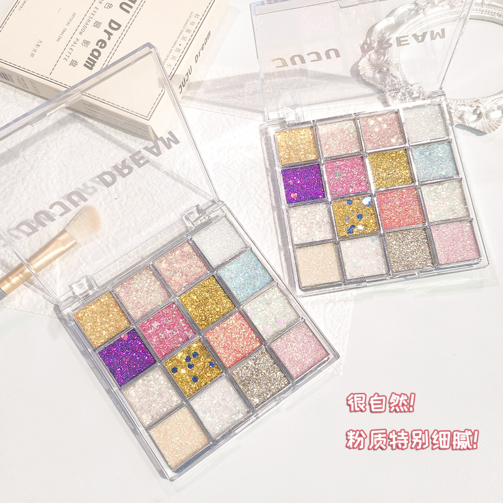 Juju Dream Light and Shadow Mystery Sixteen Color Eyeshadow Glue-Free Stage Makeup Curry Sequin Cos Children's Day Performance