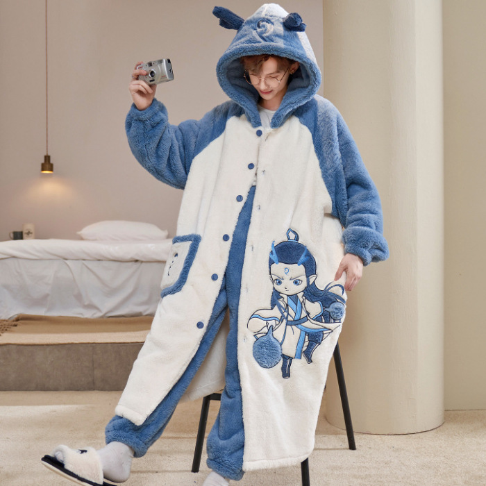 2025 pijamas de invierno para hombres gruesos coral vello de coral juvenil de tamaño grande 200 kg de franela de dibujos animados ropa de dormir conjunto de ropa para el hogar