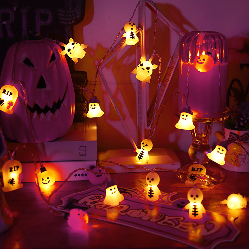 Nuevas cadenas de luces de Halloween LED cadenas de luces decorativas de atmósfera de Halloween calabaza fantasma murciélago modelado luces decorativas