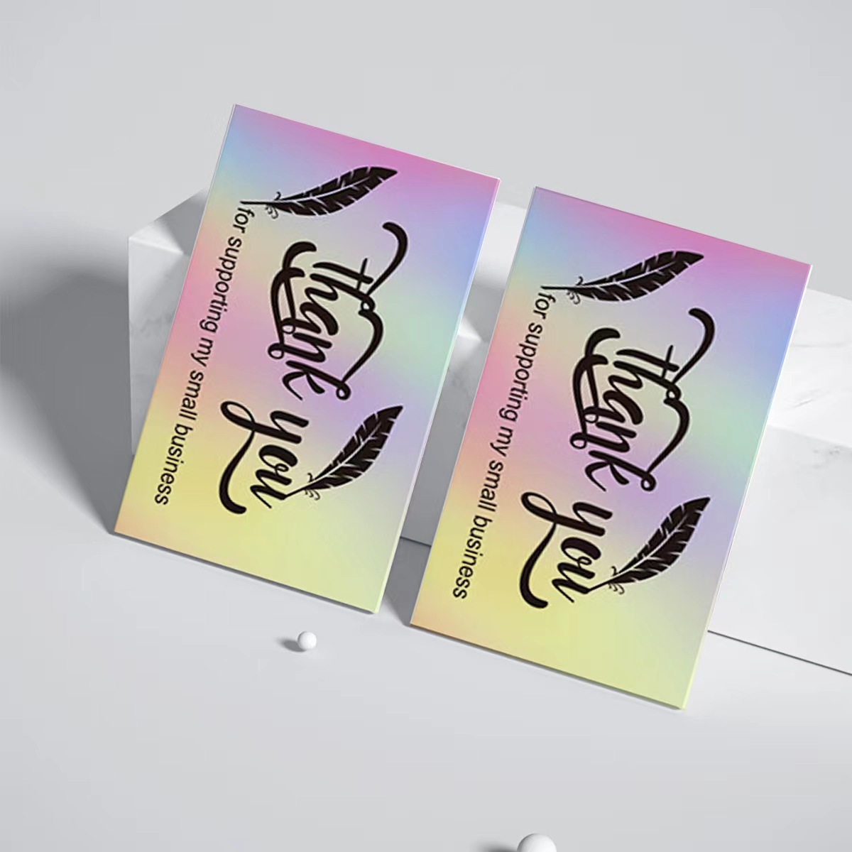 新款跨境亚马逊50张/包 5*9厘米感谢您Thank you羽毛感谢卡片批发