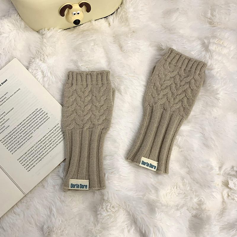Guantes de medio dedo otoño y invierno nueva linda chica girando dedos de tela táctil tejido de lana mitad de muñeca caliente