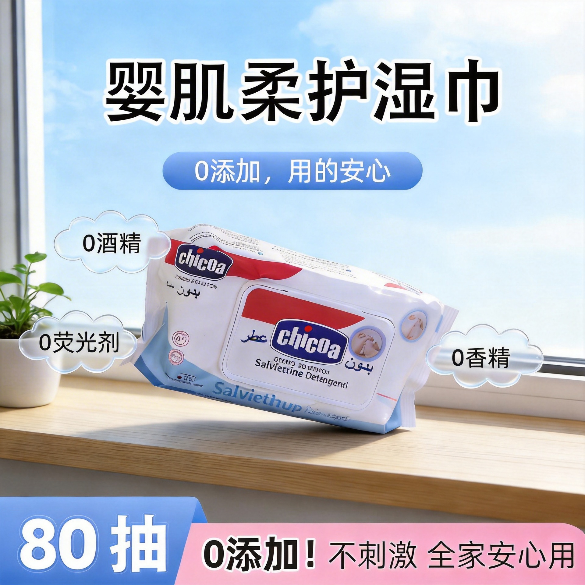 Foreign Trade Export Baby Wipes Baby Wipes Baby Wet Wipes 80 Pumps Kidsren's Large Pack Cleaning Wipes