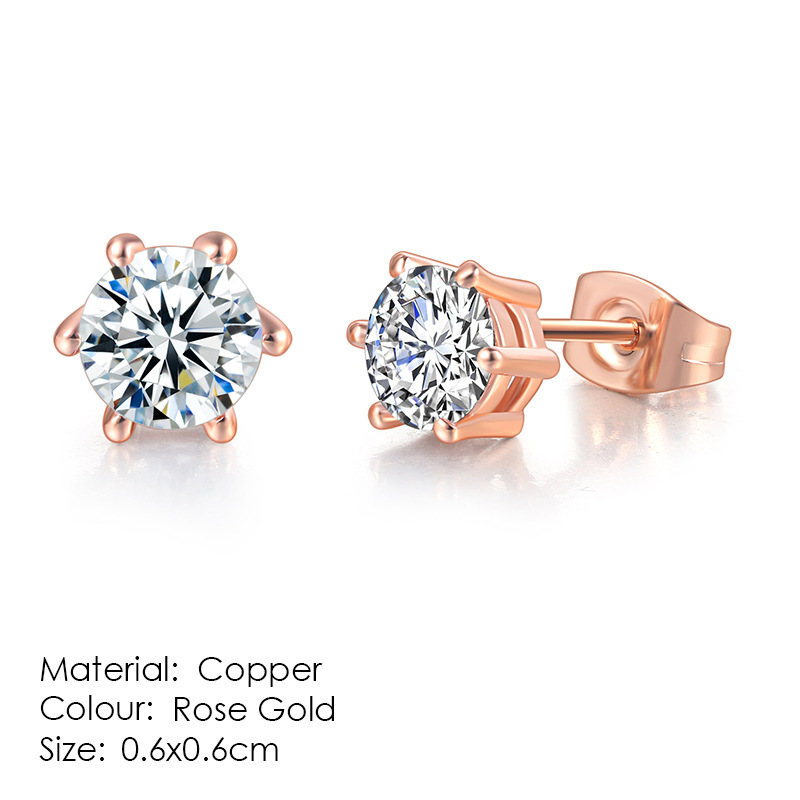 Classic Diamond Stud Earrings Geometric Zircon Fashion Jewelry_voghion.com