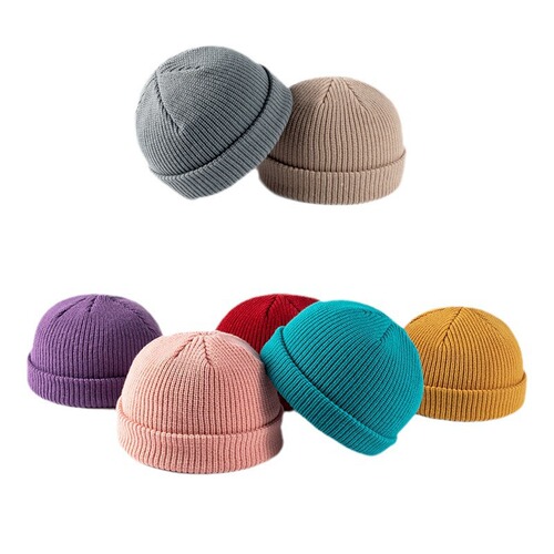Gua Pi Hat Men's Korean Style Trendy Autumn Winter Wool Hat Student Fashion Brimmed Aesthetic Cold Hat Women's Brimless Knitted Hat