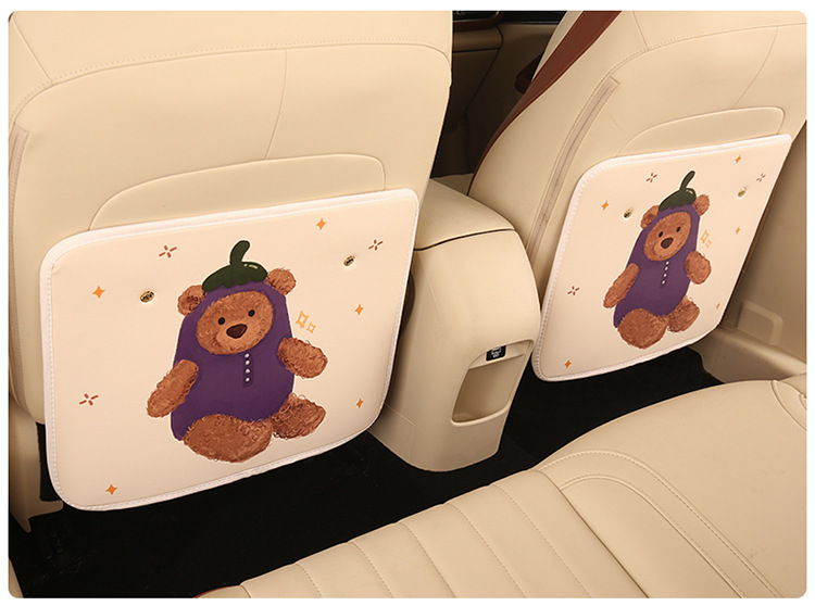 Cartoon Anti-Kick Pad, Leather Printed Seat Back Protection Pad, Car Rear Seat Anti-Kick Pad, Universal for Rear Seats