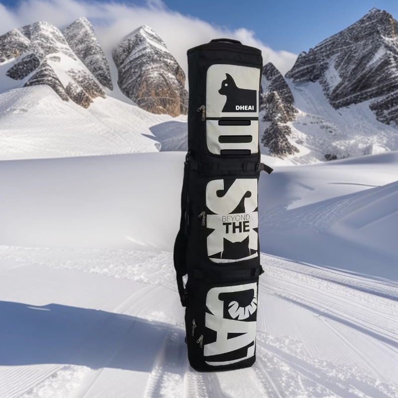 Ski Bag with Wheels, Large Capacity, Backpack for Snowboards and Skis, Dry and Wet Separation