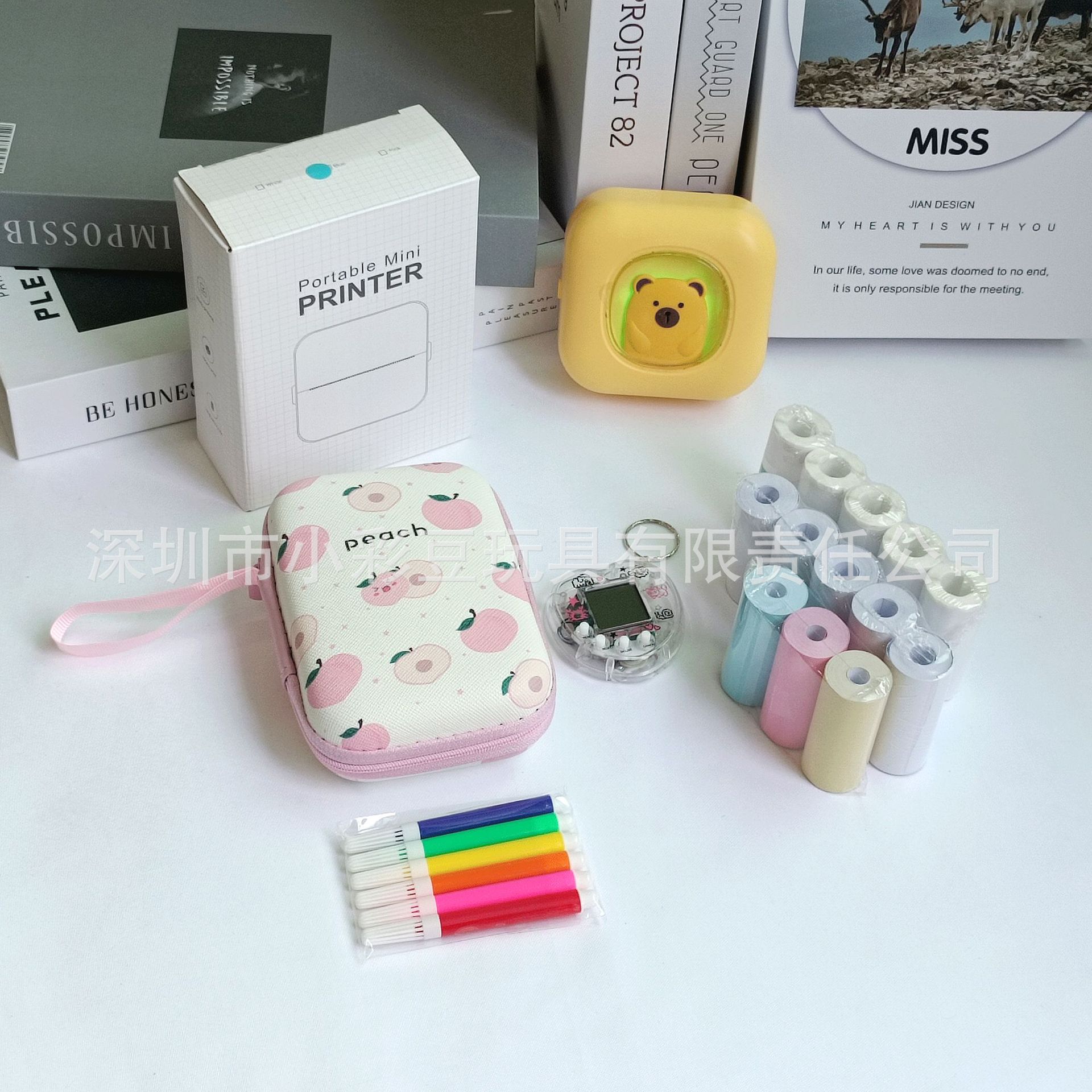 X7 노란색 + 감열지 5개 + 접착지 5개 + 색종이 3개 + 색펜 + 가방 + 전자 애완동물