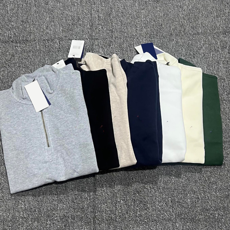 2025 New Autumn and Winter Men's Double-Layer Knitted Mesh Quarter Zipper Pullover