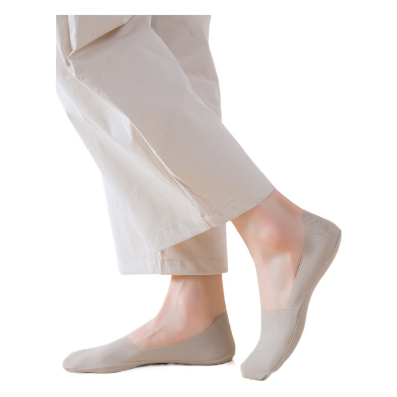 Calcetines de tobillo de los hombres de verano de algodón fino inferior de algodón medias de hielo antideslizante de los hombres sin costuras invisibles calcetines de corte bajo-top