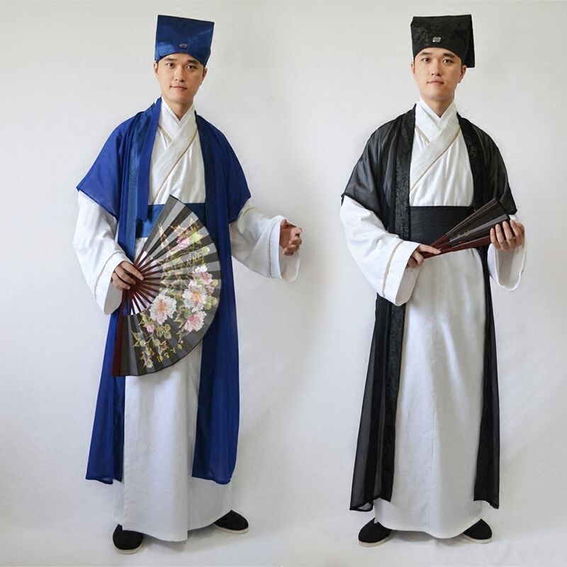 Traditional Chinese Scholar Costume, Ancient Ethnic Performance Outfit, Tang Suit, Han Suit, Men's Chinese Style Scholar Attire