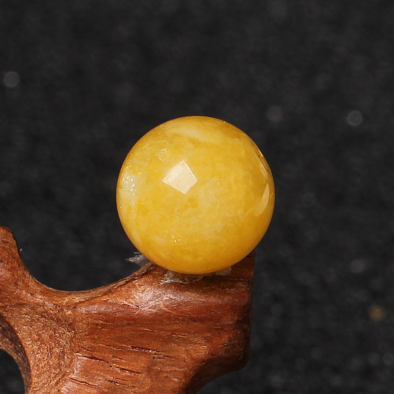 Beeswax Jade loose beads round beads single diy chicken oil yellow crystal material hand-woven beaded accessories jewelry