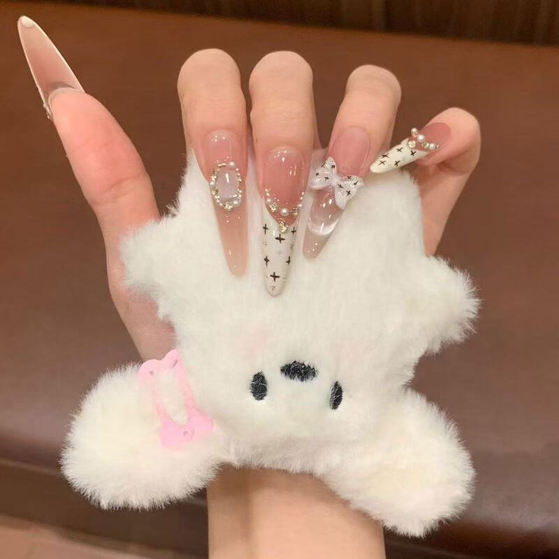 【Mousse Cake】Four Seasons Gentle French Style Pearl Bowknot Nail Art for Girls, Handmade Wearable Nails That Enhance Fairness