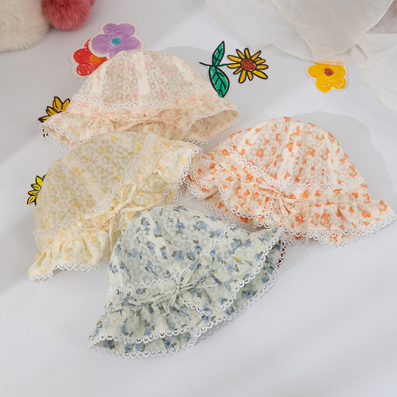 Baby Girl's Sweet Flower Lace Bucket Hat display picture 4