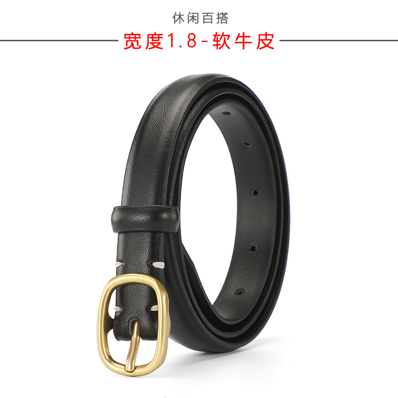 Cinturón de cuero genuino de las mujeres todo partido 2023 nuevo cinturón hebilla de las mujeres pequeño cinturón moda decorativa jeans falda