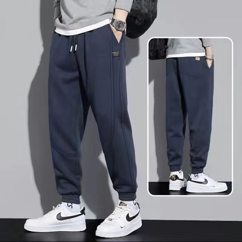 カジュアルパンツ男性春秋タイプのゆるい足秋男性タイプの冬の新しいベルベット保温パンツ運動ズボン|undefined