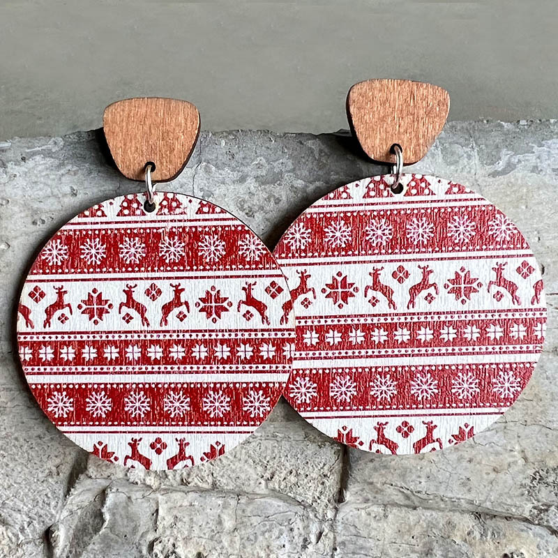 1 Paar Kerst Eenvoudige Stijl Kerstboom Hout Oorbellen Laten Vallen display picture 6