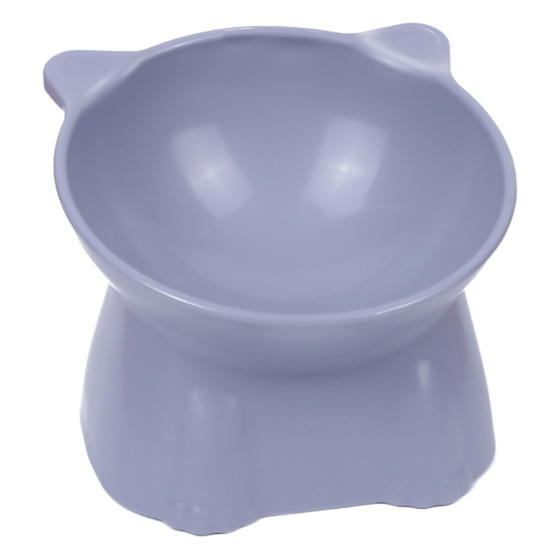 Estilo nórdico inclinado alto pie plástico gato cuenco de dibujos animados protección del cuello anti-golpe gato perro tazón de comida para mascotas conjunto de ventas directas de fábrica