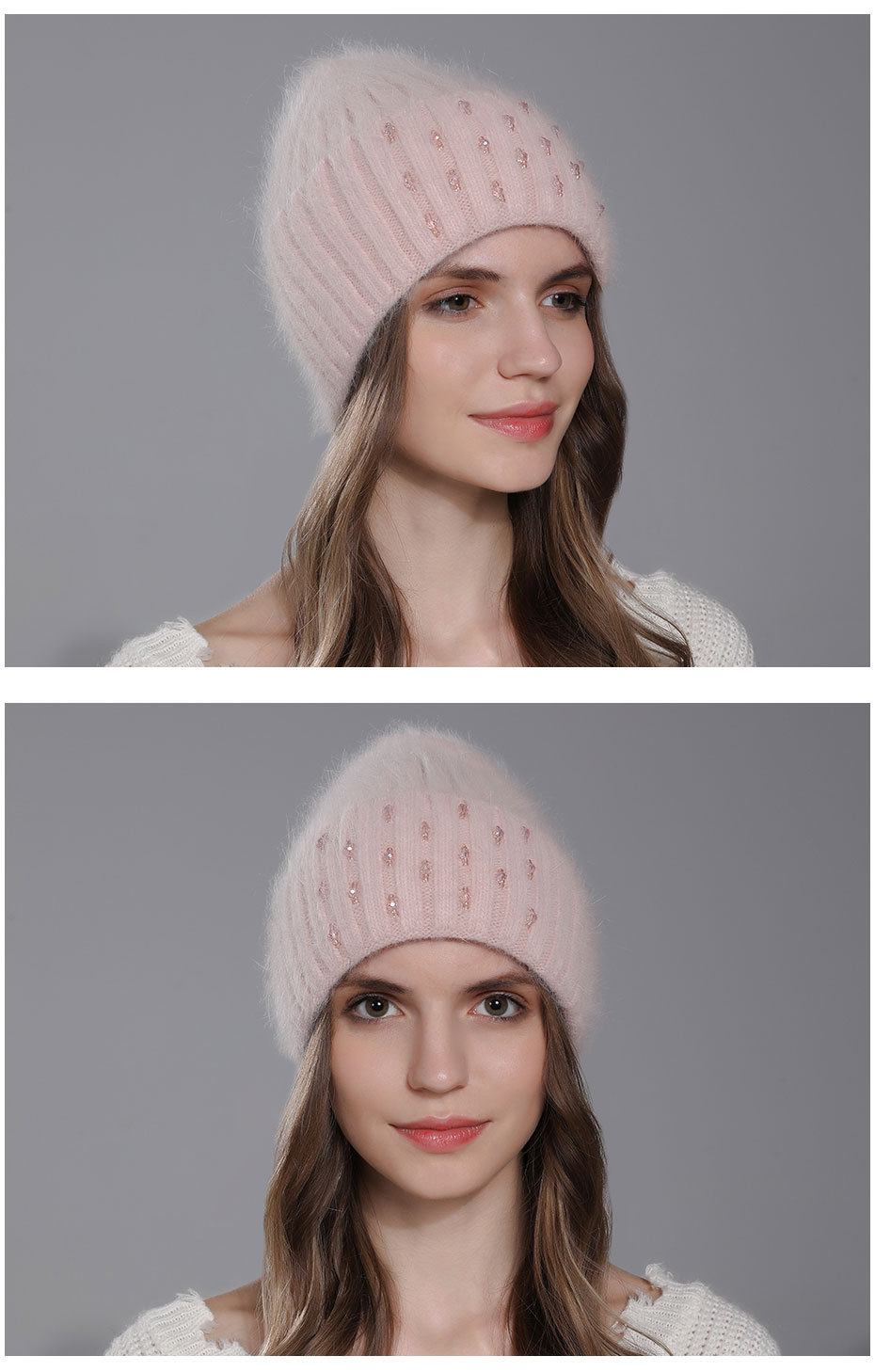 Chapeau chaud tricoté en poils de lapin pour femmes, version coréenne, polyvalent pour les femmes, mode d'hiver, pull décontracté, tendance_voghion.com