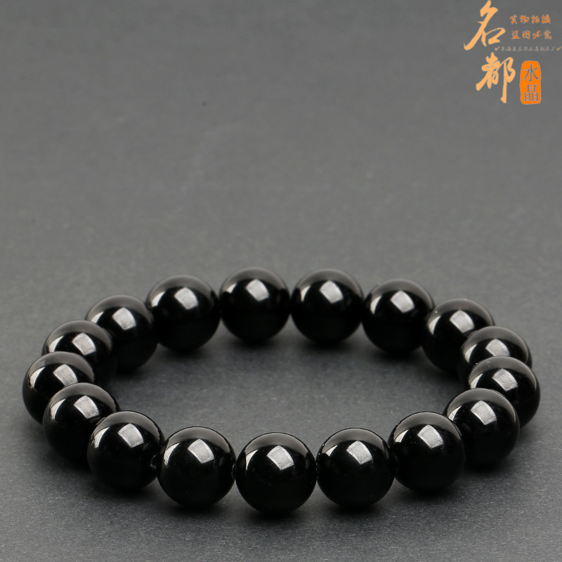 名都水晶天然烏金黒曜石玉ブレスレット黒耀石金銀曜石散珠手串卸売り|undefined