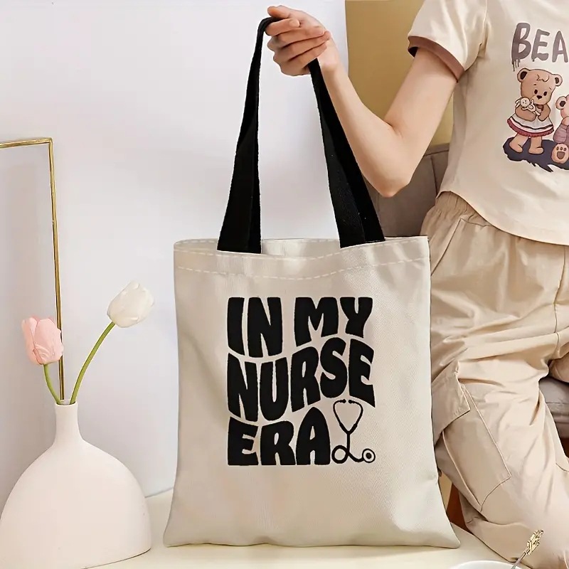 Inglés letra canción impresión bolsa de lona bolso de hombro plegable bolso de compras Amazon Venta caliente comercio exterior