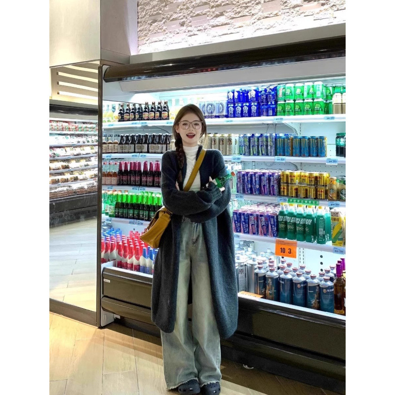 宽松慵懒风加厚中长款气质长款毛衣女外套2024新款秋冬装针织开衫