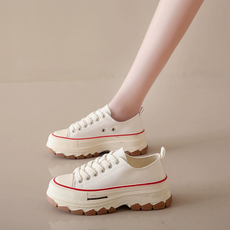 Platform Canvas Sneakers, Women's Summer Breathable Cloth Shoes, Korean Style, 5 cm Platform