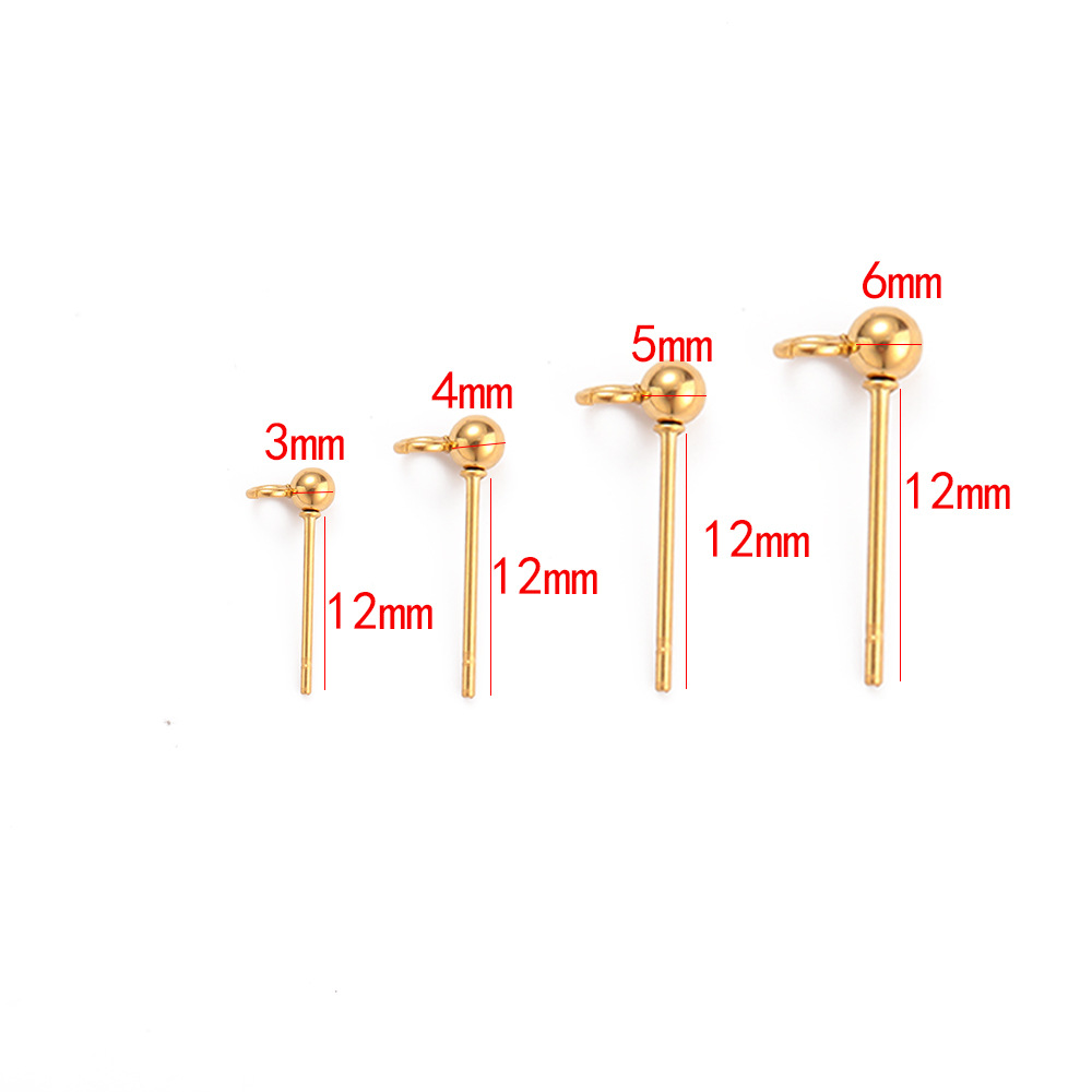 18g Weight 50 PCS/Package Diameter 3mm Diameter 4mm Diameter 5mm 304 Stainless Steel Solid Color Earring Findings