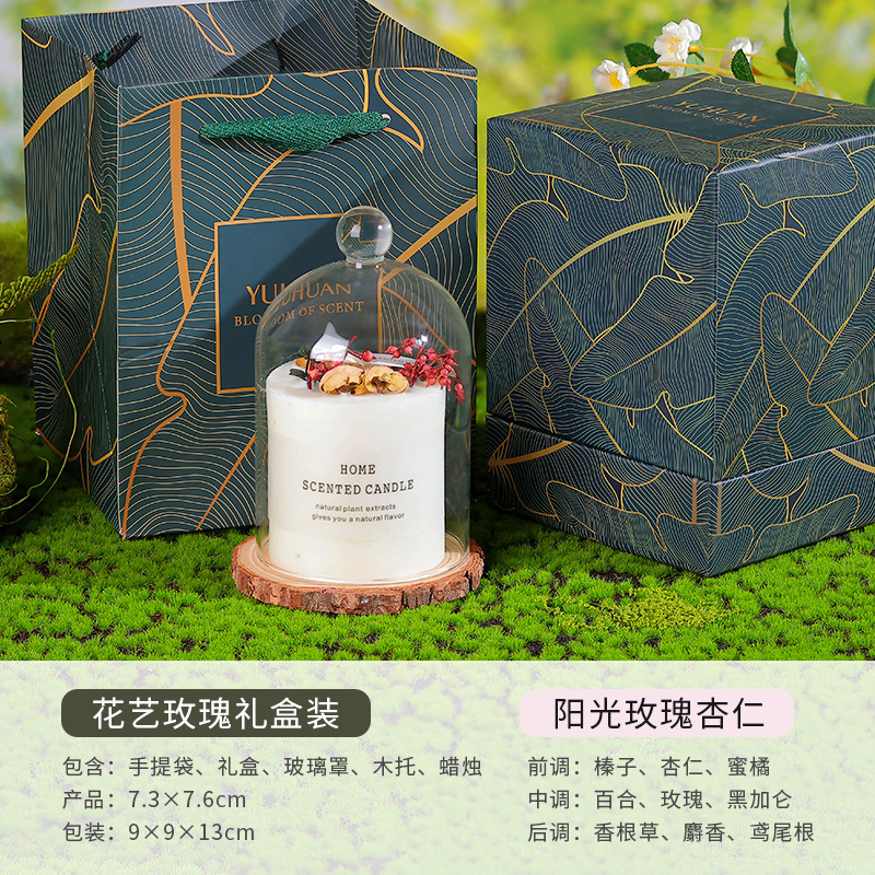 Mori flor seca aromaterapia vela al por mayor hecha a mano de cera de soja fragancia decoración romántica libre de humo incienso regalo