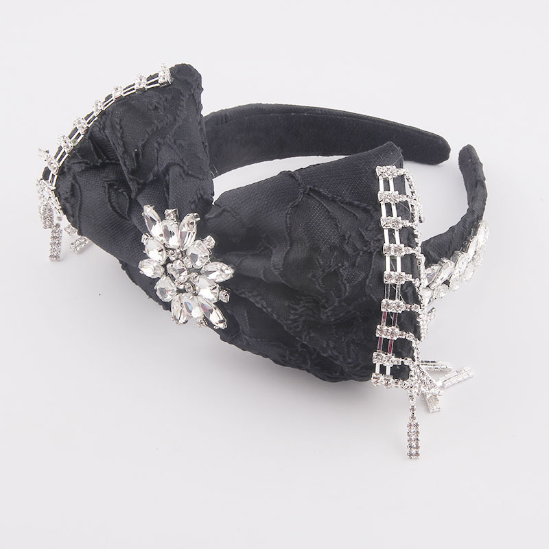 Baroque Diamond-studded Tassel Bow Flower Headband display picture 5